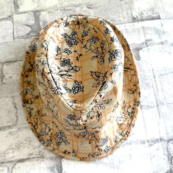 Floral Print Cotton Fedora Hat Summer Boho Festival Style Wide Brim Cap - Picture 2 of 6
